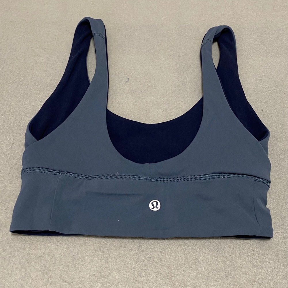 Lululemon Align Reversible Bra Navy Blue Slate Grey Size 4 Light Support A/B Cup